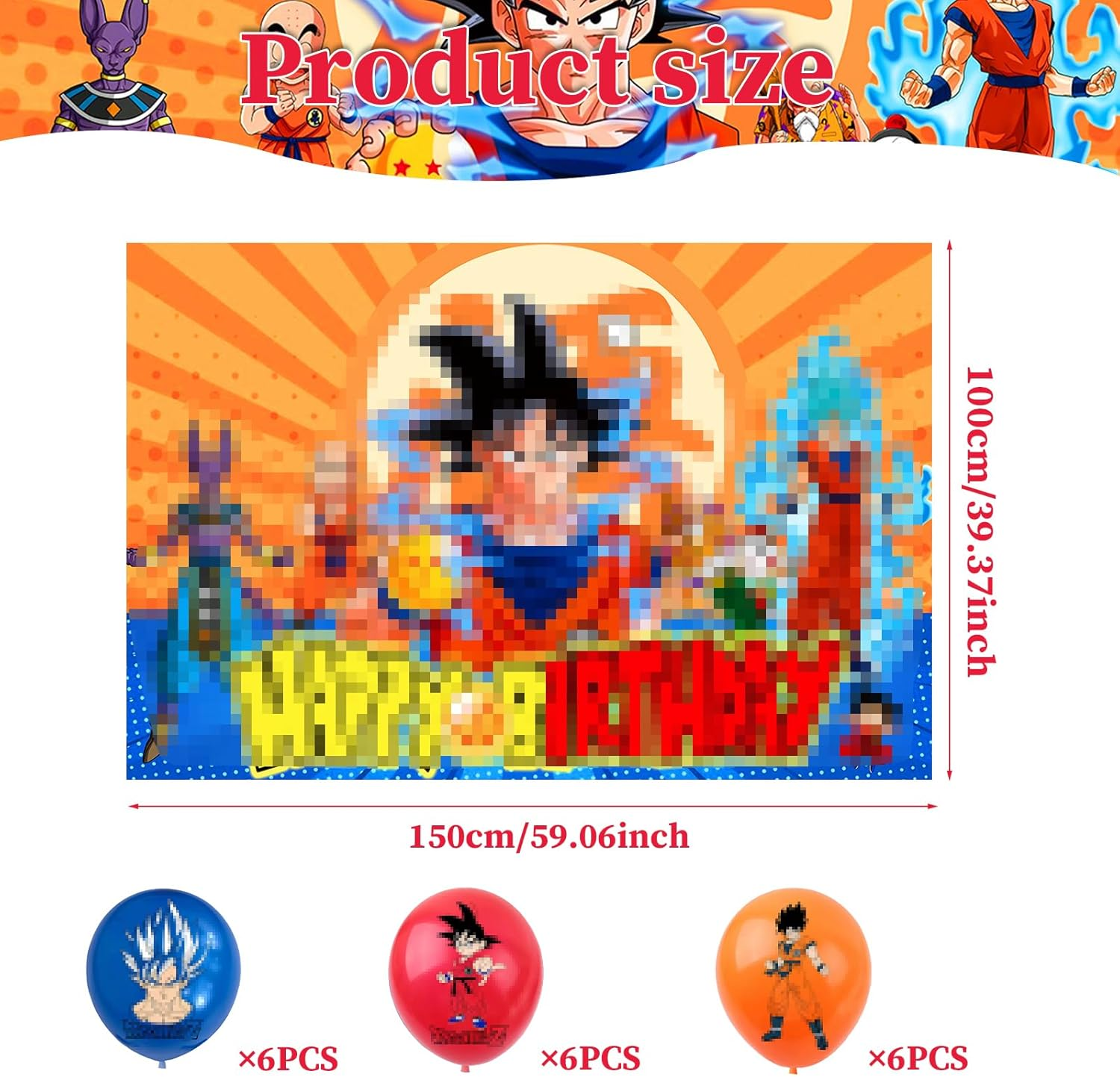 Goku Birthday Party Decoration Set, Happy Birthday Background, Cartoon Party Latex Balloon, for Boys and Girls, Anime Birthday Decoration image number 1