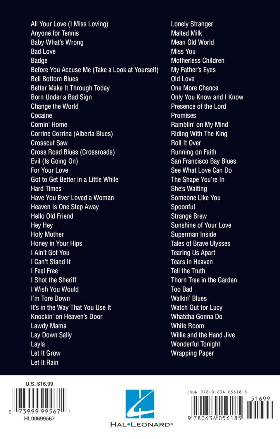 Eric Clapton: Guitar Chord Songbook image number 1