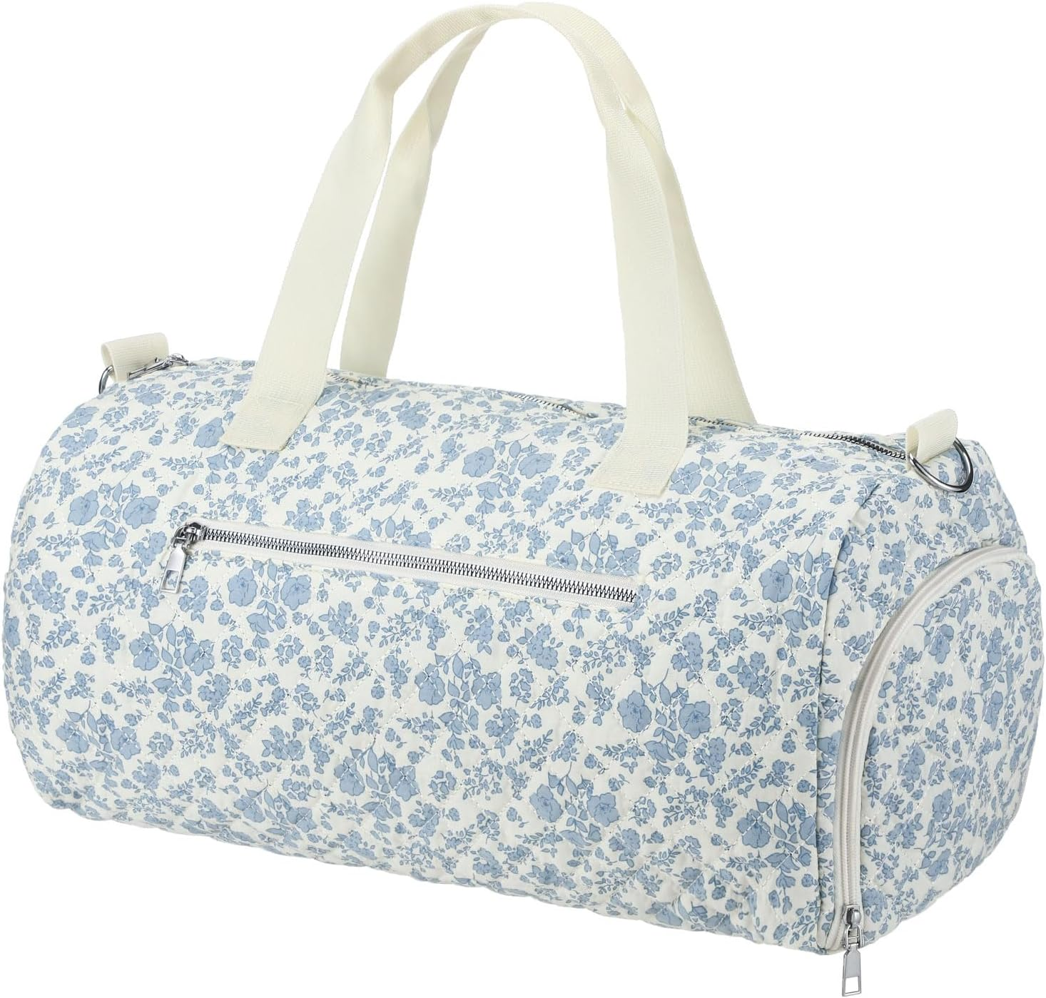 Dansydaisy Quilted Duffle Bag for Women Cotton Dance Bag with Adjustable Carry Strap and Handy Pouch Floral Backpack for Dancers, Colorful, 18.9 X 9.45 X 8.66 Inches / 48 X 24 X 22 Cm, Colorful Floral