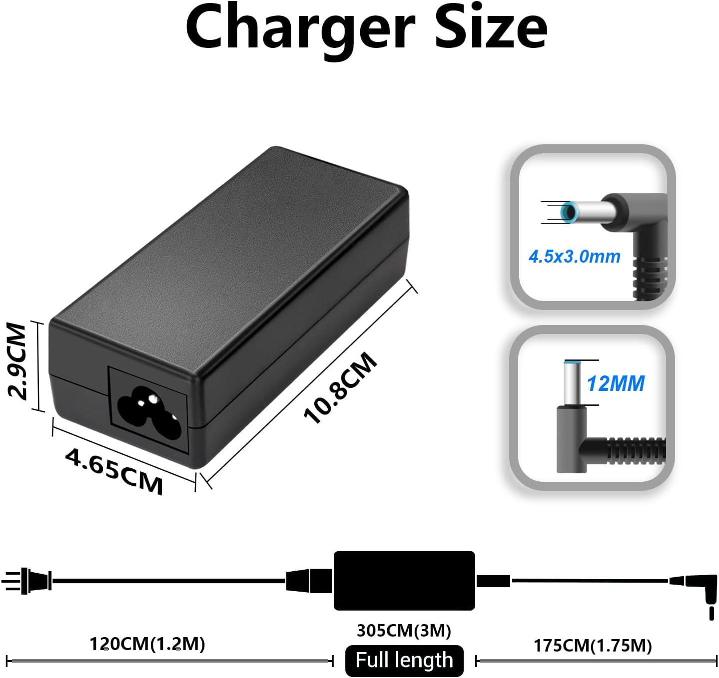 65W Laptop Charger for HP Pavilion X360 11 13 14 15 17, Elitebook 840 850 G5, Probook 450 G8 G9 640 650 G5, Zbook 14U G4, Envy Smart 19.5V 3.33A Blue Tip Power Adapter Supply Cord image number 5