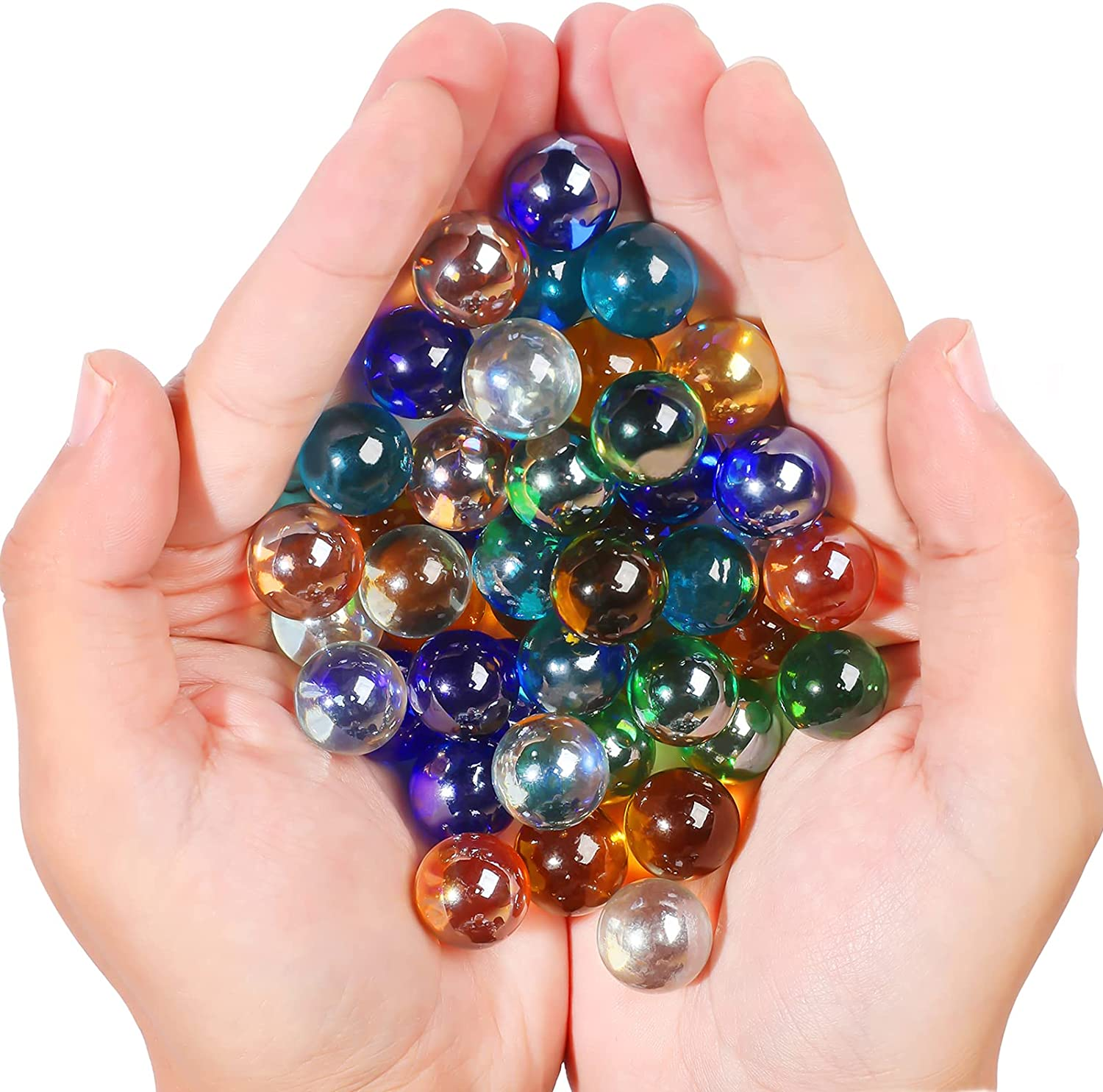 Colourful Glass Marbles,80 Pcs 16MM Mixing Marbles Bulk for Kids Marble Games DIY and Home Decoration(Solid Color) image number 1