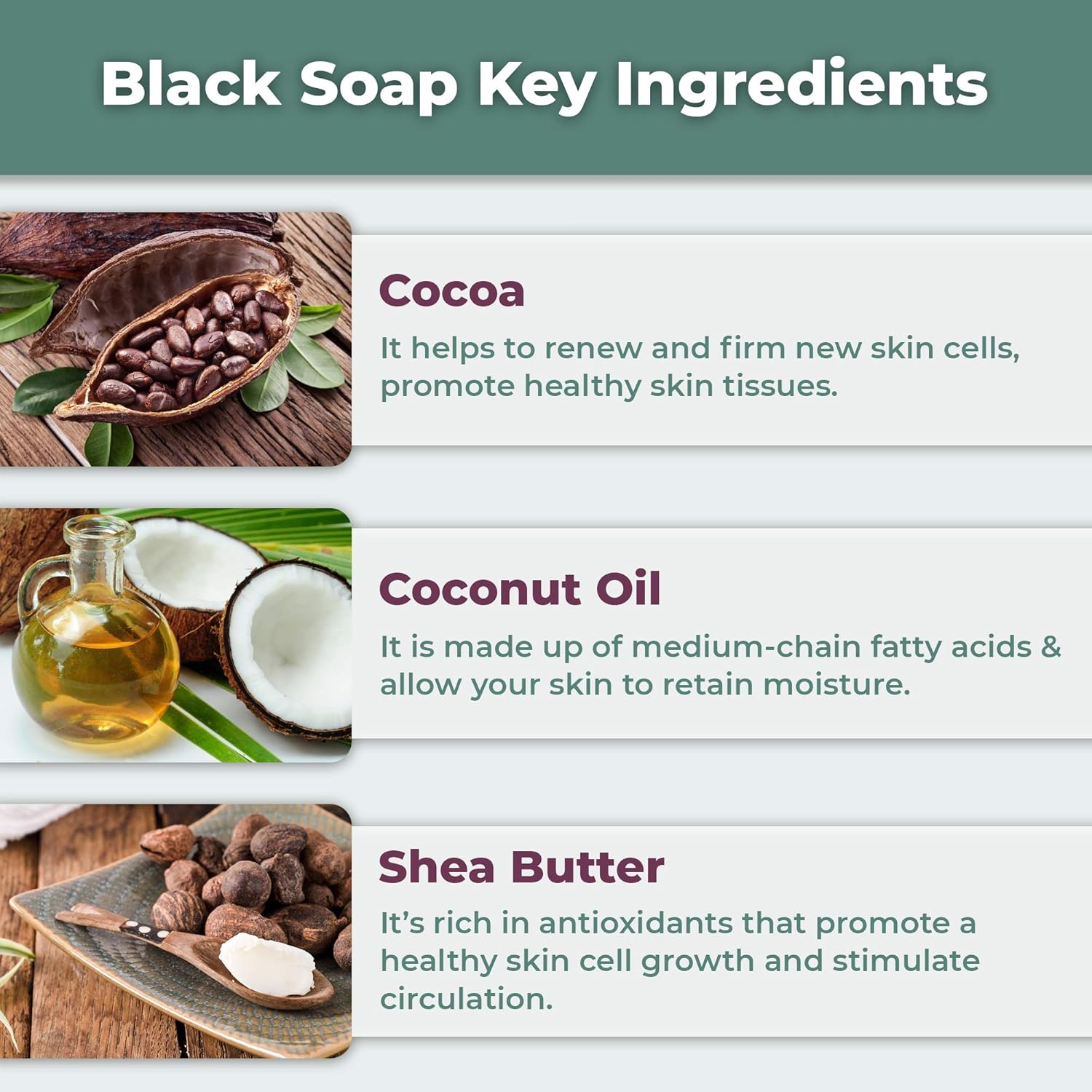 African Black Soap - 6 Oz / 170 G - Exfoliating Organic Bar for Acne, Dry Skin, Moisturizing, Hydrating Soap Bar Face and Body Wash - with Shea Butter, Cocoa Butter and Coconut Oil, for Women and Men | from Ghana image number 3