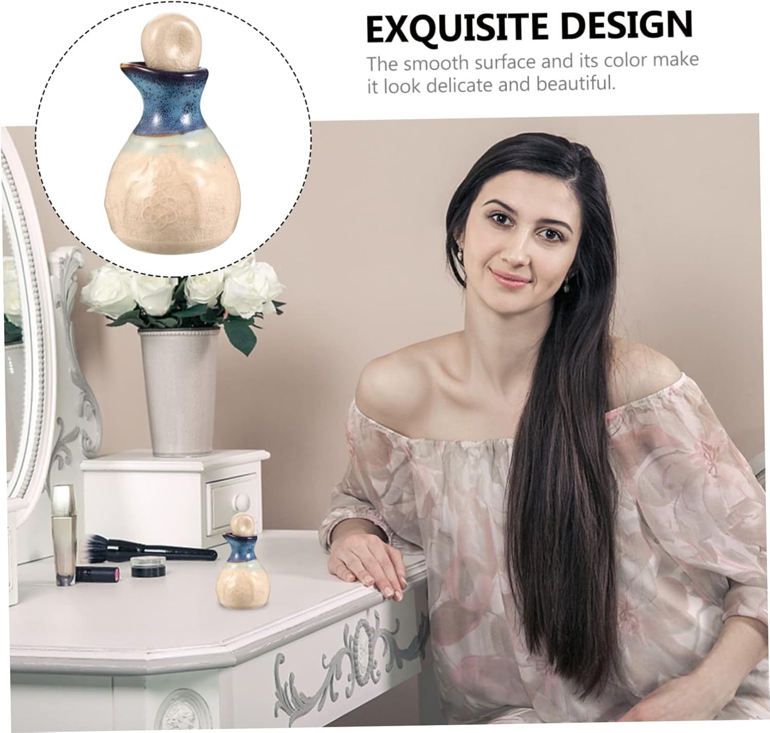 Beavorty Ceramic Essential Oil Perfume Bottle for Subpackaging Compact Dropper Bottle Spray Function for Travel Toiletry Needs image number 5