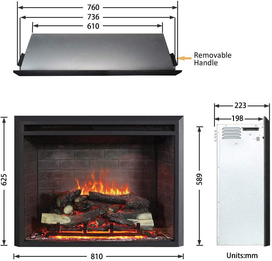 Modaliving Primo 30-Inch 2000W Electric Fireplace Insert for Cozy Ambience image number 3