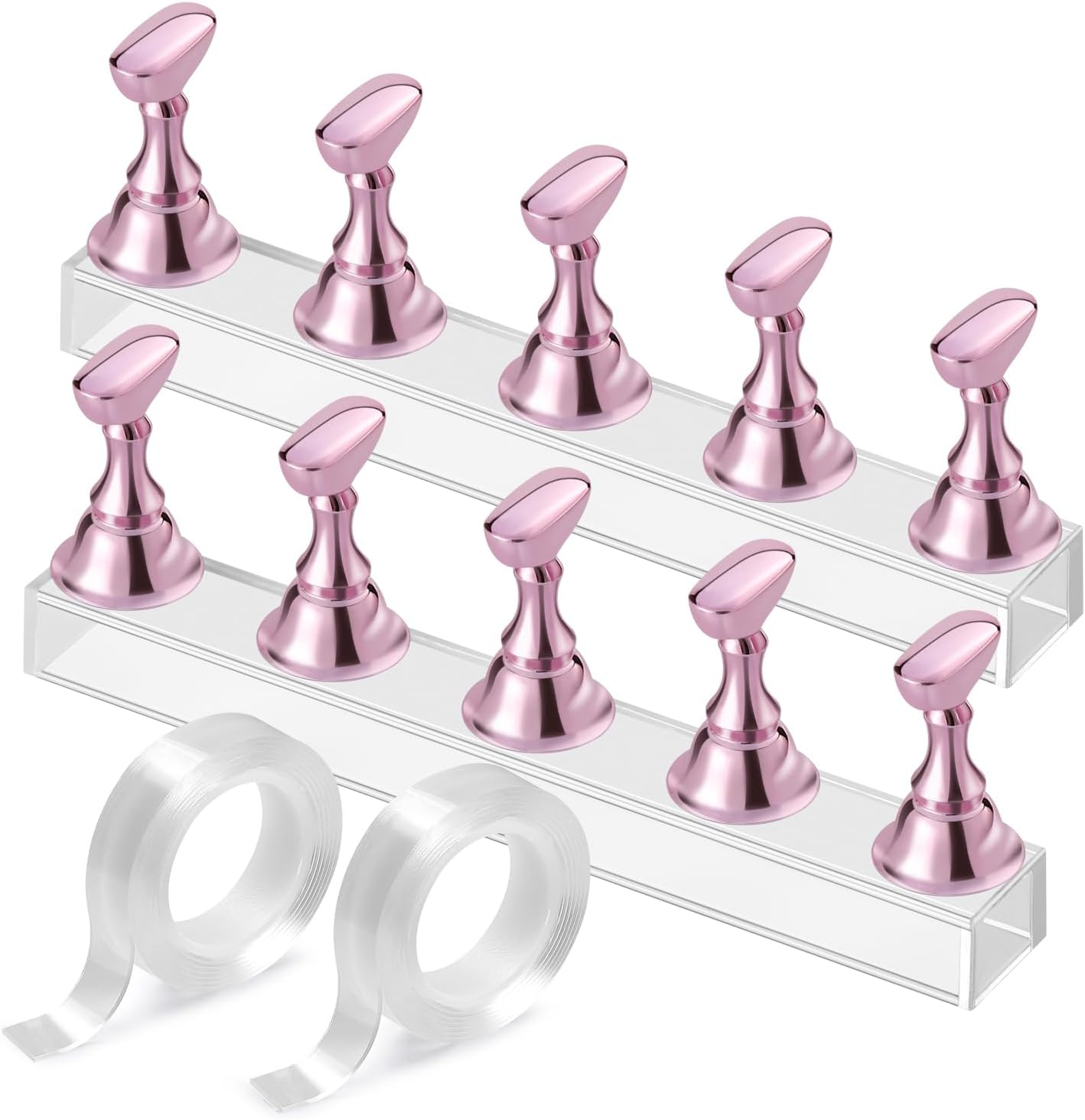 Etercycle Nail Stand Acrylic Nail Art Display Stand Practice Nail Holder for Painting Nails Magnetic Practice Stands with Double-Sided Tape for DIY Salon Supplies (Pink)