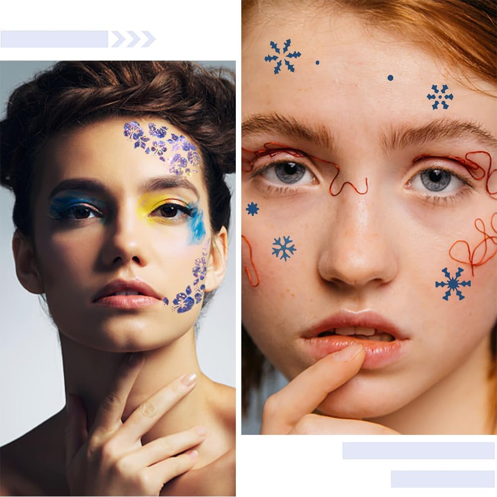 GORGECRAFT 24 Styles Reusable Face Paint Stencils Plastic Body Drawing Flower Snowflake Fish Star Tattoo Painting Makeup Temporary Tracing Body Template for Holiday Halloween Party Makeup Art Crafts image number 1