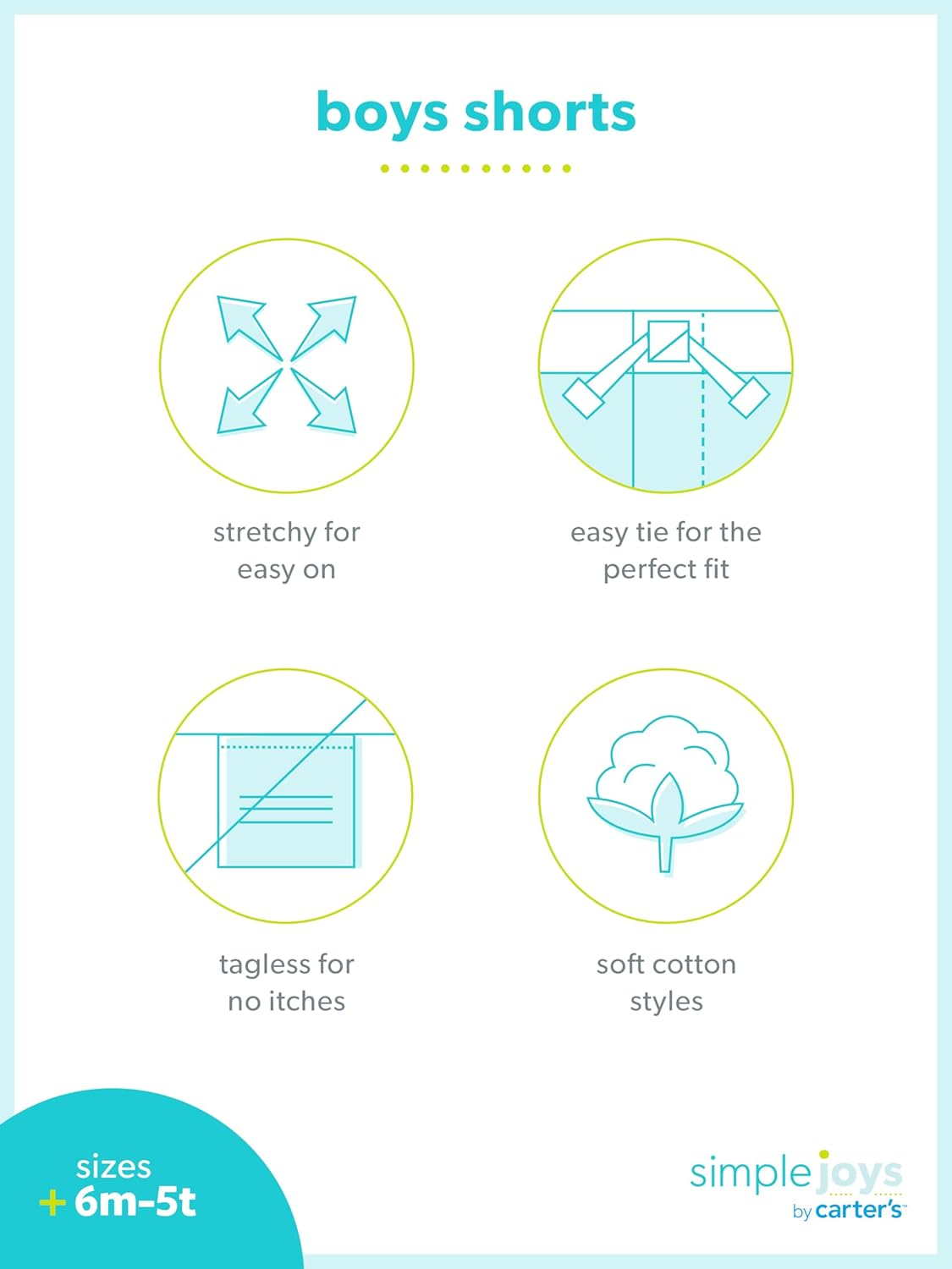 Simple Joys by Carter'S Babies, Toddlers, and Boys' Knit Shorts, Pack of 3 image number 5