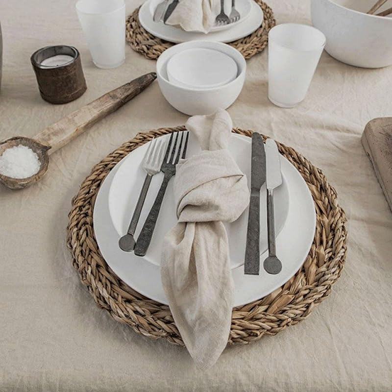 Plobeca Home Linen Napkins Set of 4, 100% Linen Cloth Napkins Washable Solid Color Napkins 20X20 Inch for Family Dinner, Thanksgiving image number 4