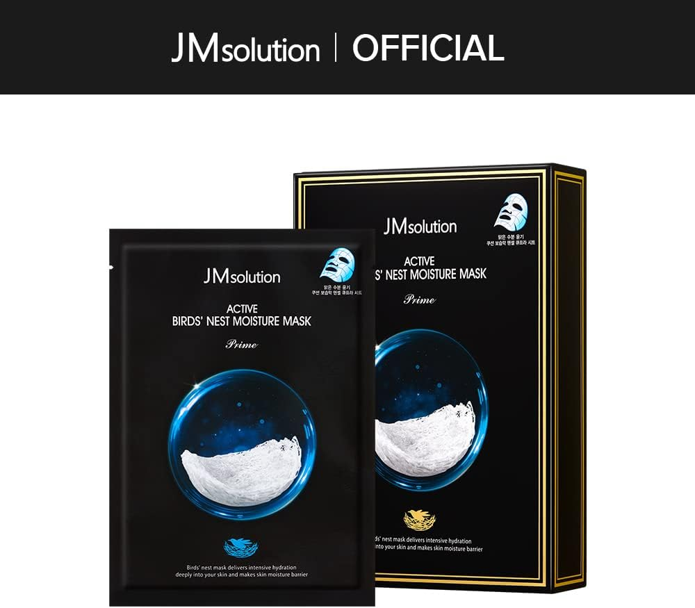 Jmsolution Active Birds' Nest Moisture Mask - Korean Skincare Facial Mask - Collagen 10 Sheets for All Skin Types image number 5