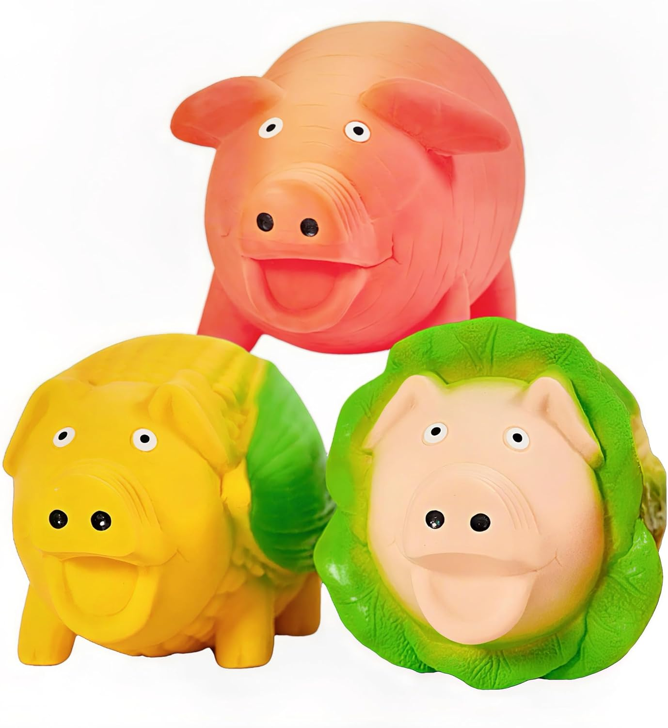 2-Pack Squeaky Pig Dog Toys - Durable Rubber Chew Toys with Oinking & Grunting Sounds for Small, Medium & Large Dogs - Interactive Latex Puppy Toy Set image number 3