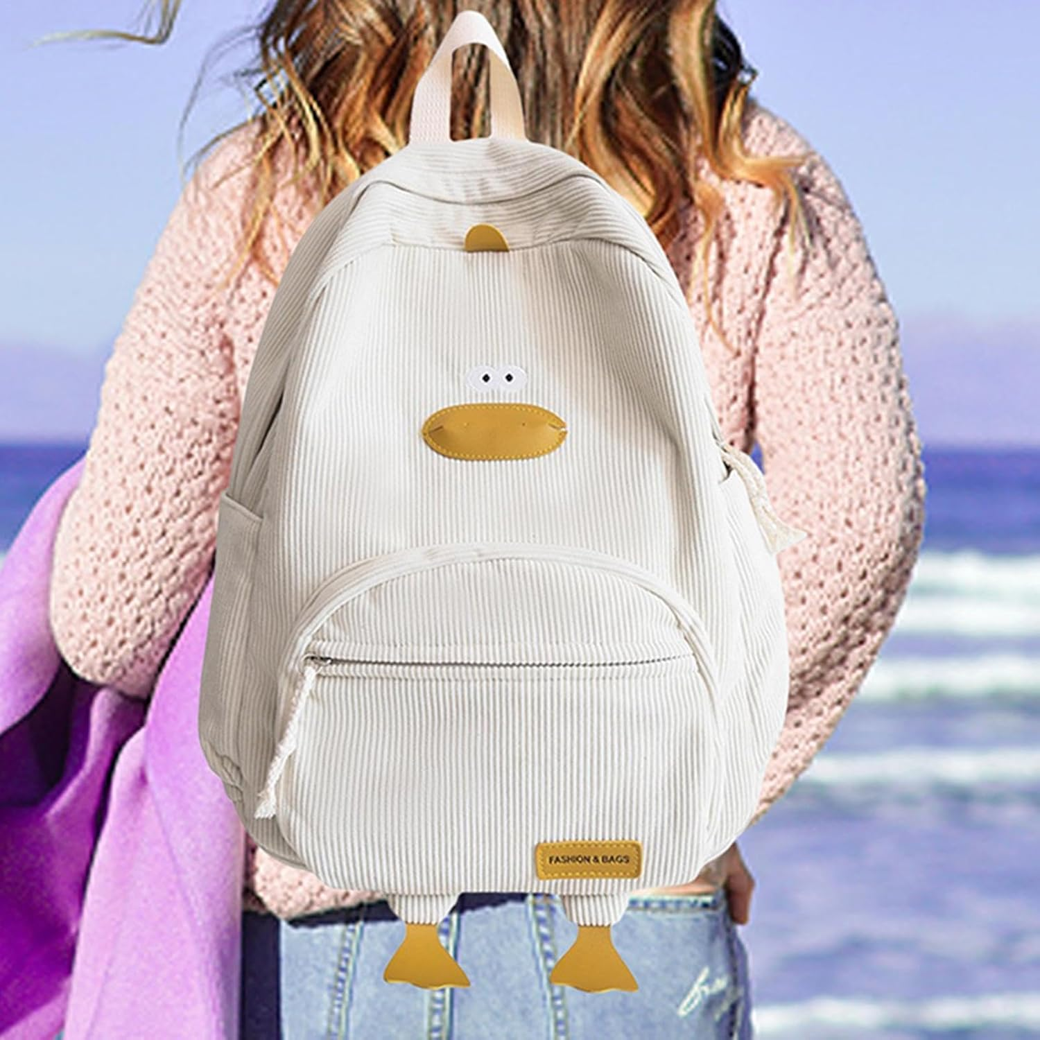 Animal Backpack - Funny Soft Duck Shape Bookbag | Backpack for Kids | Duck Bag with Adjustable Shoulder Straps | Kids School Bag with Large Capacity Multiple & Pockets for Cell Phone Laptop Books image number 3