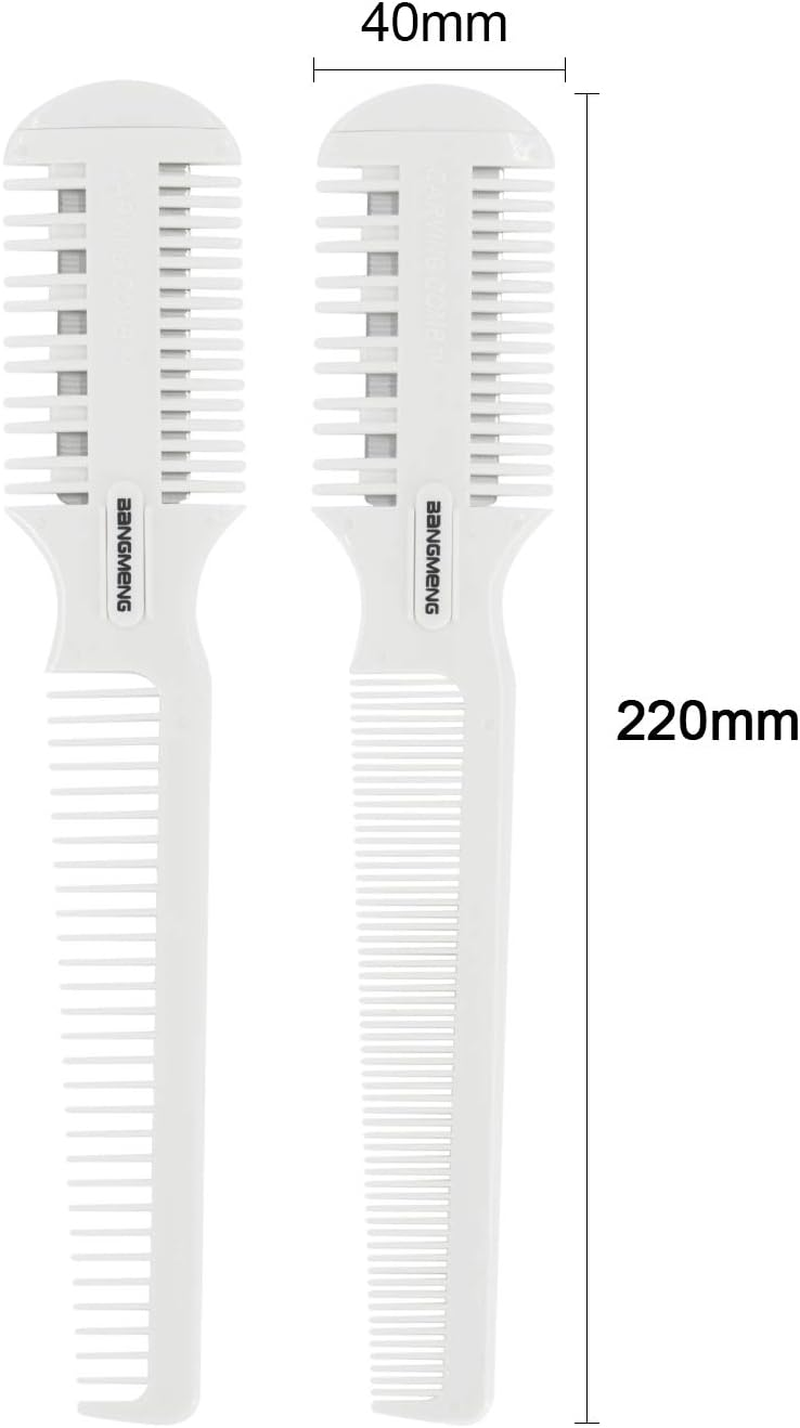 BANGMENG Hair Trimmer with Split Ends Razor - 2 Pieces for Thin & Thick Hair Cutting and Styling: Dense & Wide Teeth Combs, Double-Edge Blades image number 1
