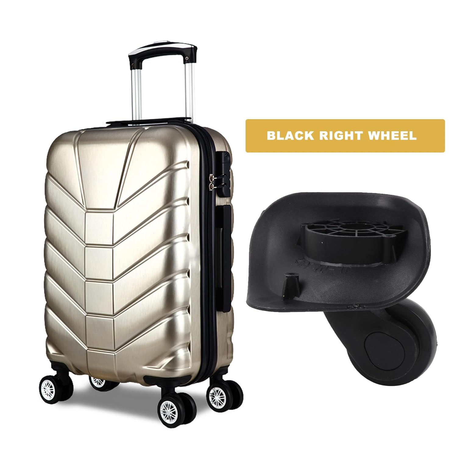 RDEXP 2Pieces 3.74" Luggage Wheel Replacement W041-2-L Right Black W/Screw for Loading image number 2