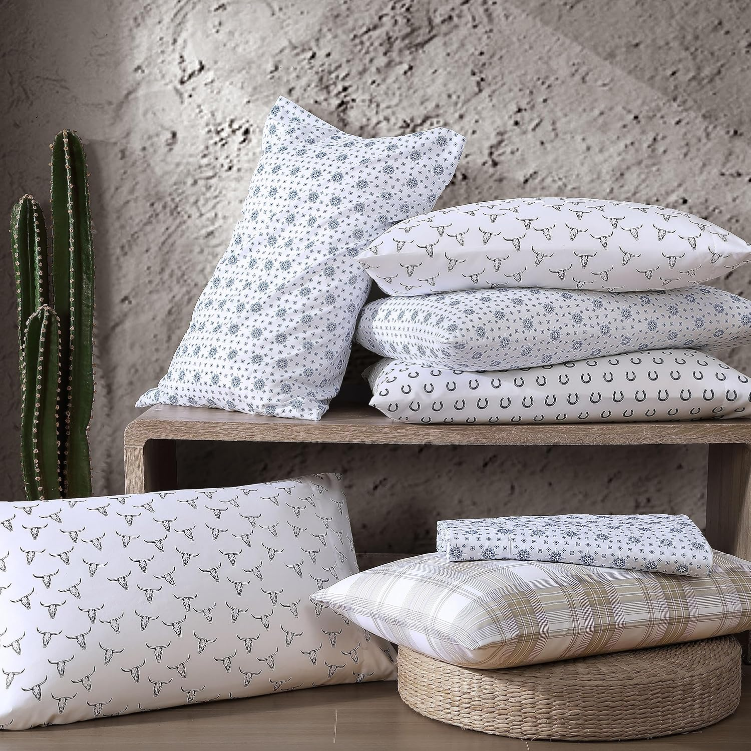 Wrangler- King Sheet Set, Silky & Lightweight Bedding Set, Casual Home D&eacute;cor (Steer Skulls Black, King) image number 2