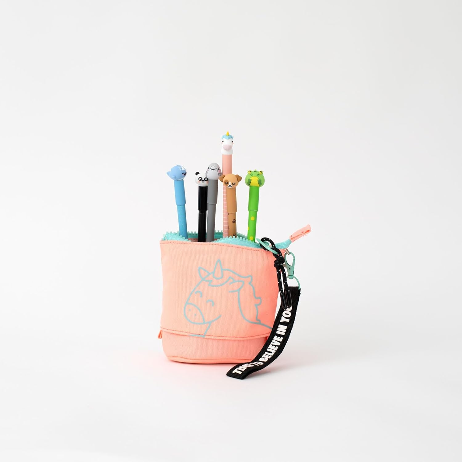 Mr. Wonderful - Retractable Pencil Case + 6 Erasable Bo-Bo Pink Pens - Time to Believe in You