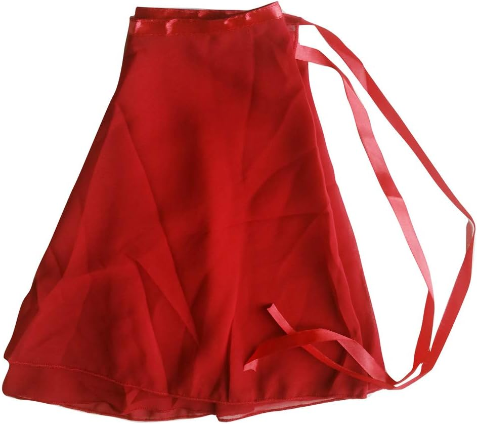 WOOSUN Adult Ladies Ballet Wrap over Scarf Dance Leotard Skate Tutu Skirt Chiffon 38Cm - Dark Red image number 5