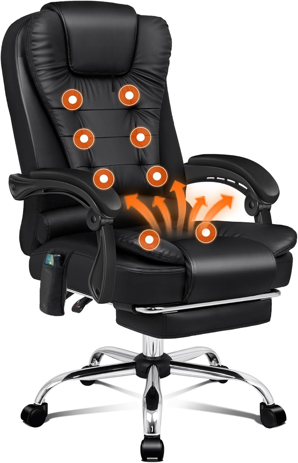 ALFORDSON Ergonomic Office Chair with 150&deg; Recline & Footrest, Computer Desk Chairss with Massage & Heated Seat, Executive Swivel Leather Video Game Chair, Max 180Kg (Dale White)