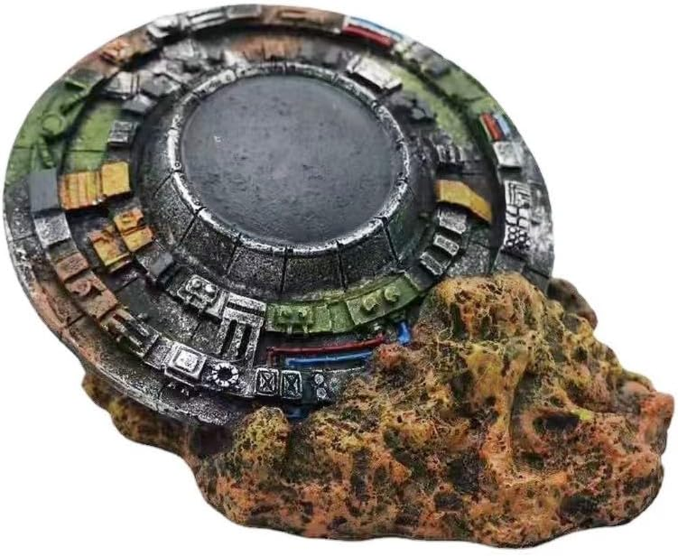 AIMALL UFO Wreckage Aquarium Ornament, Sci-Fi Portal Resin Craft, Space-Time Themed Fish Tank Decoration, 5.9X4.7 Inches image number 5