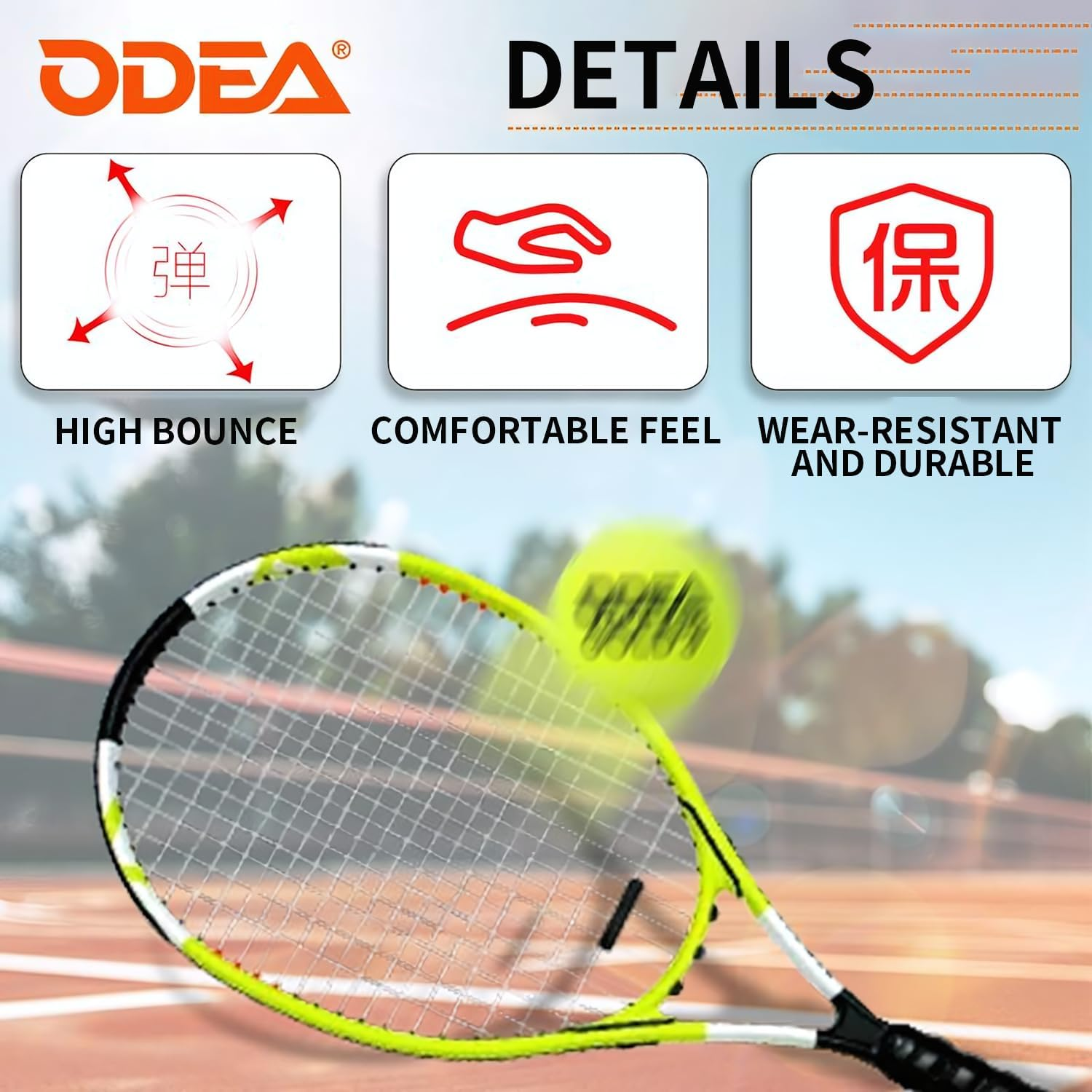 Odea Gold Professional Training Tennis Balls - Durable High Rebound 140-148CM, ITF Approved with Storage Bag