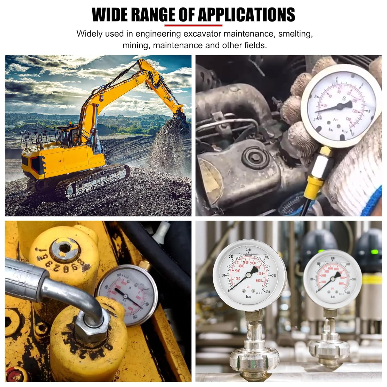 EVTSCAN Hydraulic Pressure Test Kit, with 0 to 600 Bar Pressure Gauge and 4.9Ft High-Pressure Hydraulic Hose, for Machinery, Automotive, Industrial image number 4