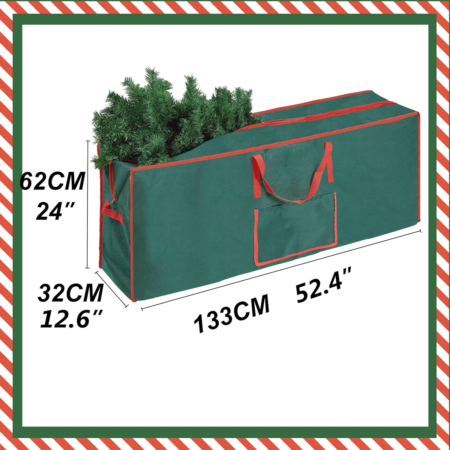 Christmas Tree Storage Bag - Large 52.3''X24.4''X12.6''/133X62X32Cm Holds up to 9Ft Tree - Damp-Resistant & Mould Proof Heavy Duty Organizer for Xmas Decorations image number 2