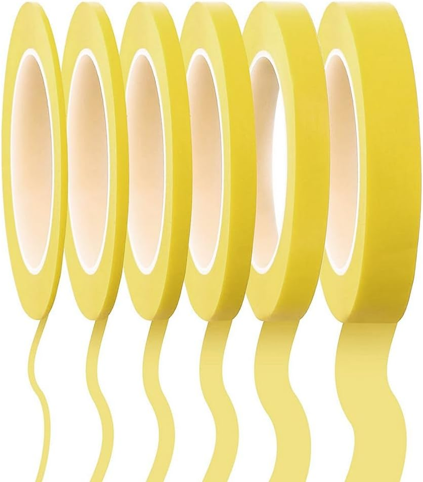 6 Rolls Fine Line Tape 1/16,7/10,1/8,1/4,1/2,3/4 Inch X 55Yard, Fineline Masking Tape, Painters Automotive Masking Tape image number 1