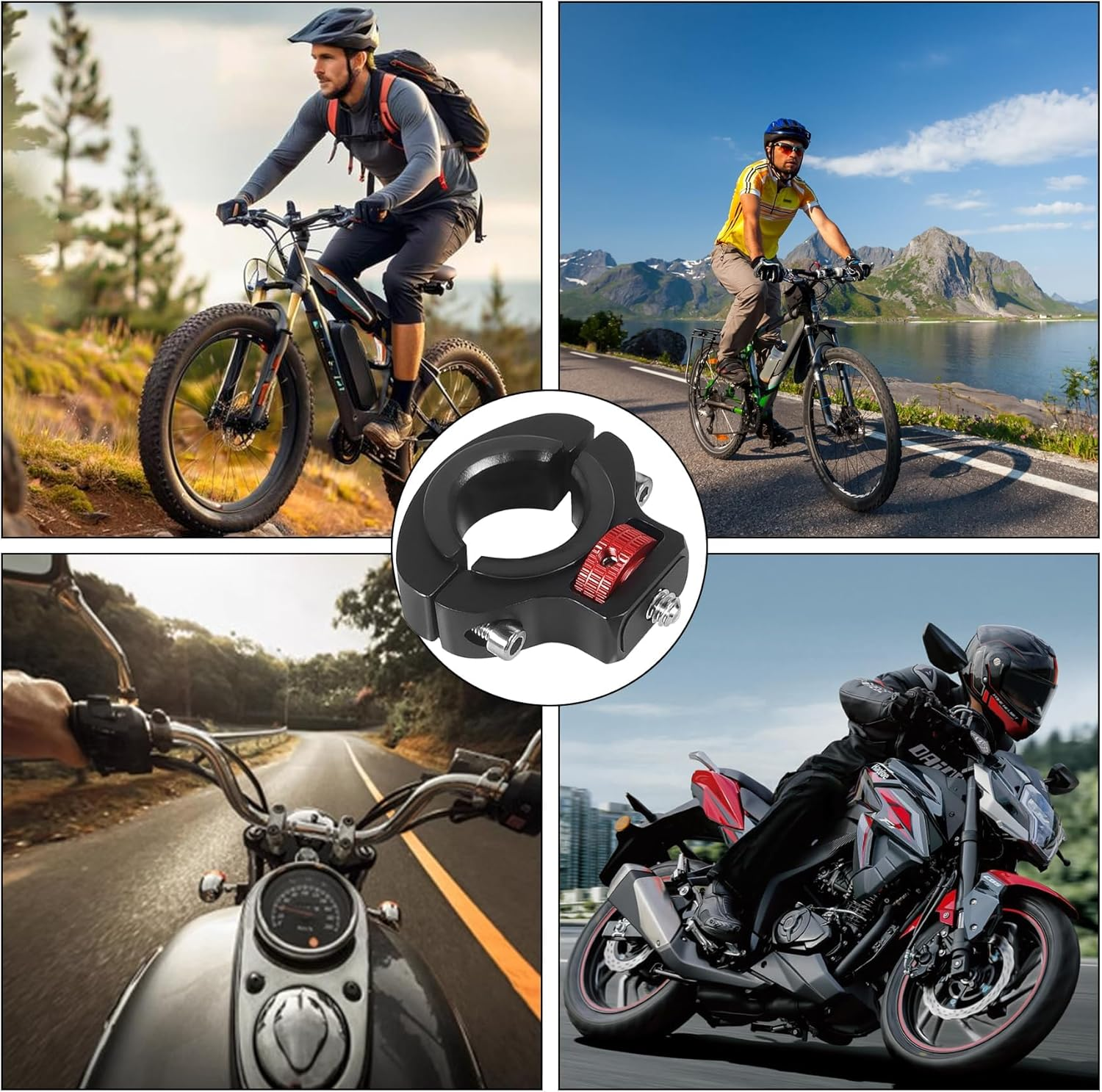 Alriedy Bike Mount for Gopro, 360&deg; Rotatable Handlebar Mount, 1/4 Mount, Action Cameras, Tube Diameter Range 22.5-32Mm, Aluminum Alloy for Bicycle & Motorcycle image number 4