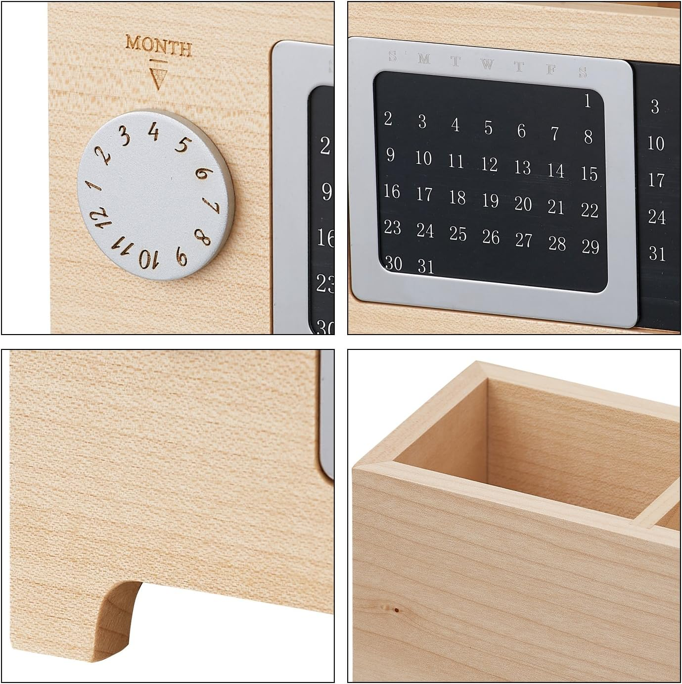 Artinova Wooden Office Desk Organizer Pen and Pencil Holder Stationery Storage Box with Calendar for the Desk ARTA-0006M image number 5