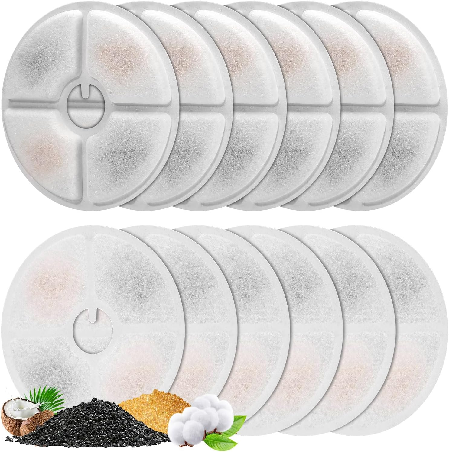 Pack of 12 Cat Fountain Replacement Filter, Feriva Replacement Filter for 3L Flowers Cat Fountain, Triple Action Pet Water Fountain Filter, Replacement Filter for Drinking Fountain Cats (14 Cm image number 3