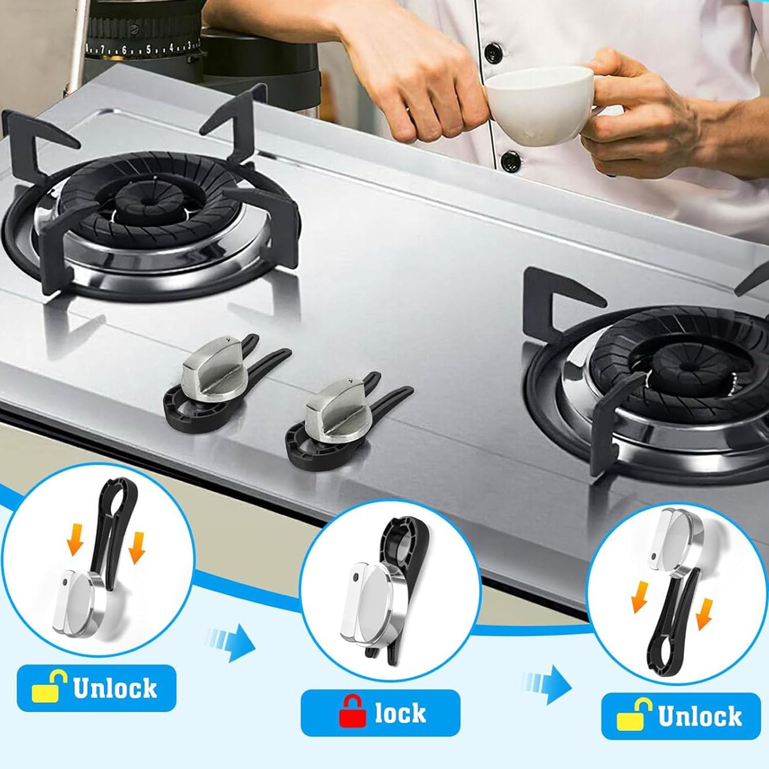 Shengsenfu Stove Knob Locks 5 Pack, Child Safety Guards, Durable Design Baby and Pets Proof Gas Stove Knob Locks Baby Proof Oven Knob Safety Covers, Stove Lock, Portable Child Proofing Stove Lock image number 2