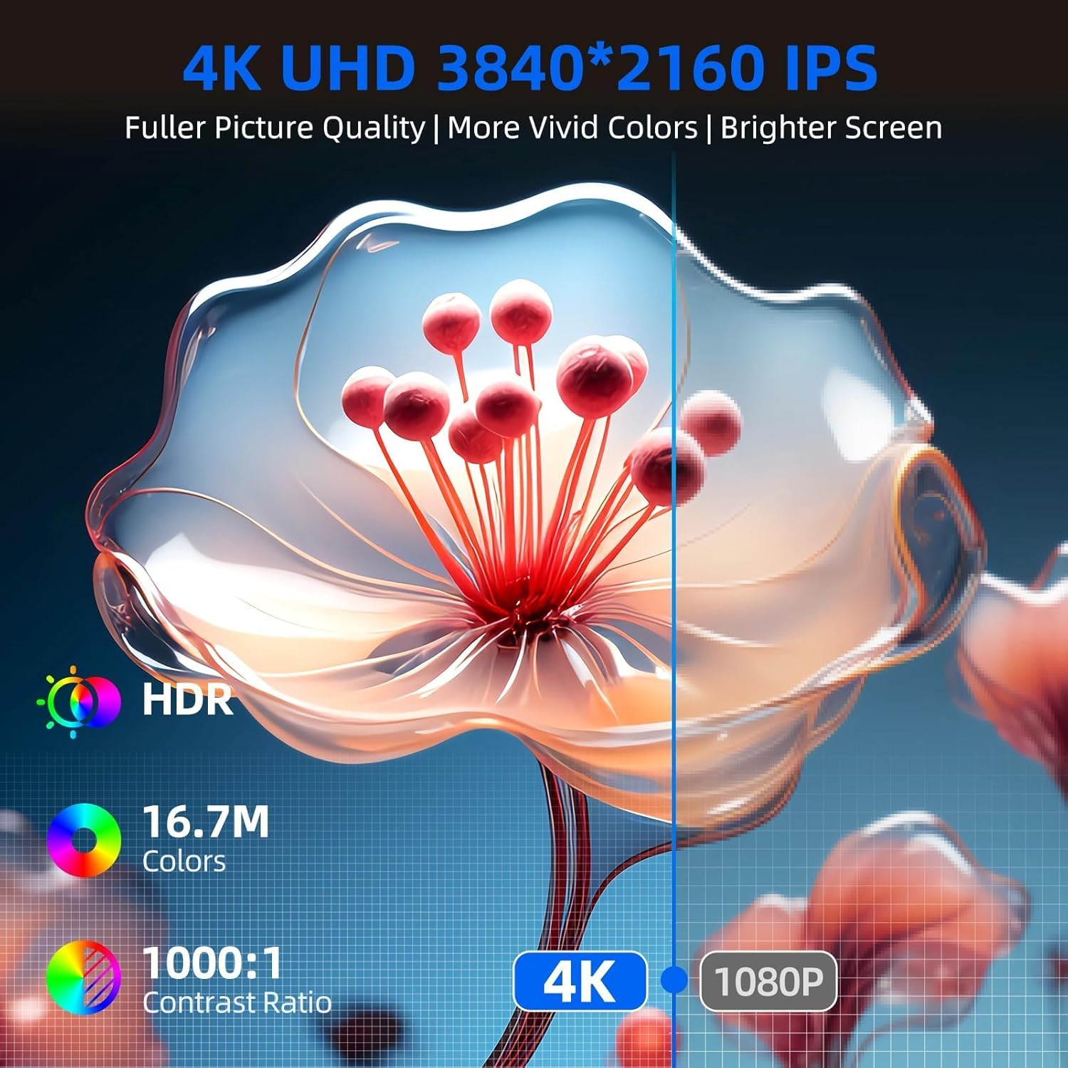 UPERFECT Portable Monitor 4K, 15.6'' Silvery 3840X2160 UHD HDR USB-C Monitor, 100% Adobergb, 400Cd/㎡Brightness, IPS Freesync Speaker Travel Extra Screen for Laptop, Type-C HDMI, VESA & Smart Case image number 6