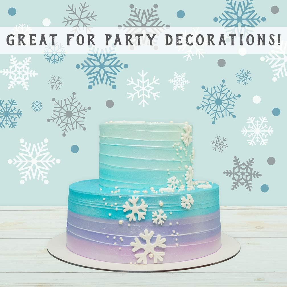 Paper Riot Co. Peel-And-Stick Assorted Snowflake Frozen Theme Holiday Vinyl Wall Decal Set, 186 Count image number 1