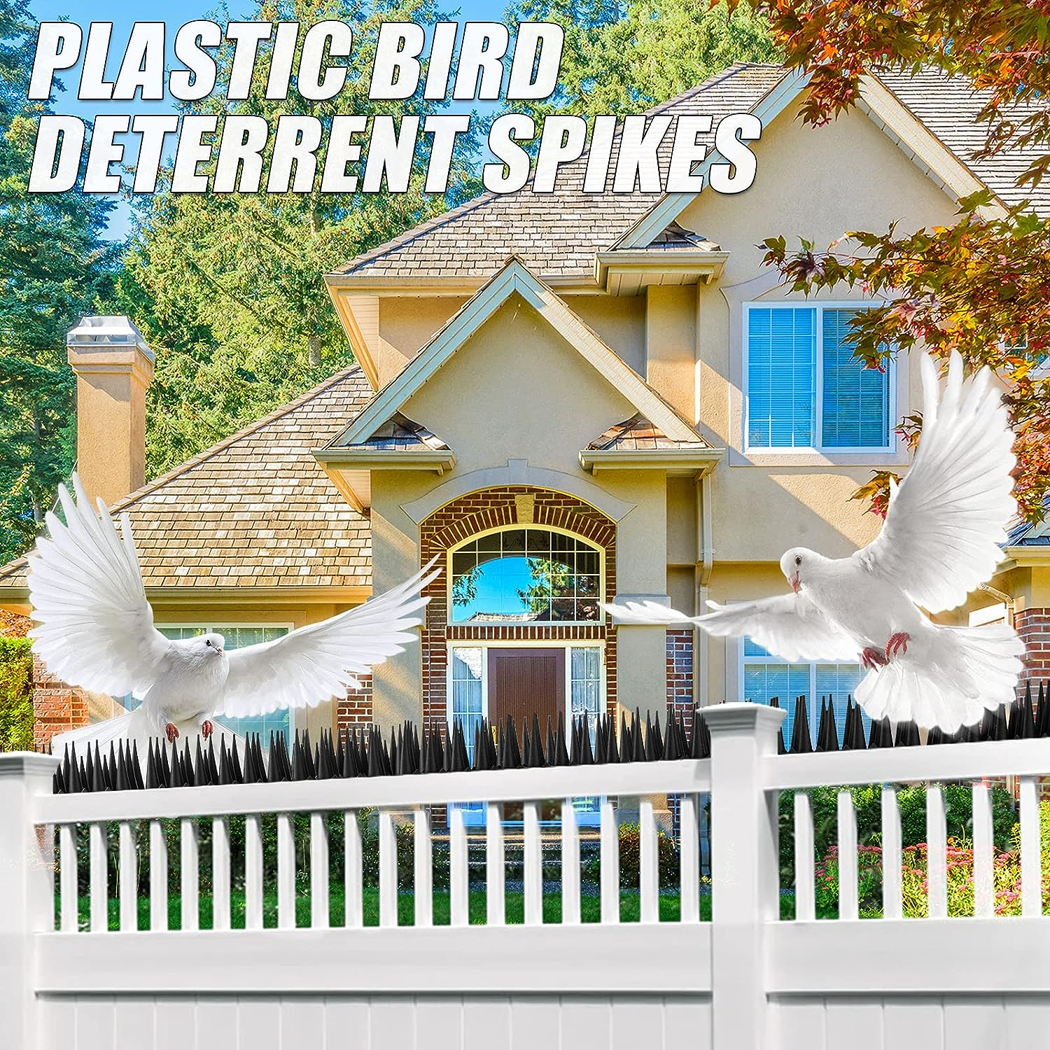 TOBWOLF 12 Pack Outdoor Bird Spikes, Plastic Fence Spikes anti Climb Spikes for Pigeon Cat Racoon, Windowsill Fence Roof Keeping Birds Away, No More Bird Nesting Dropping - Black image number 4