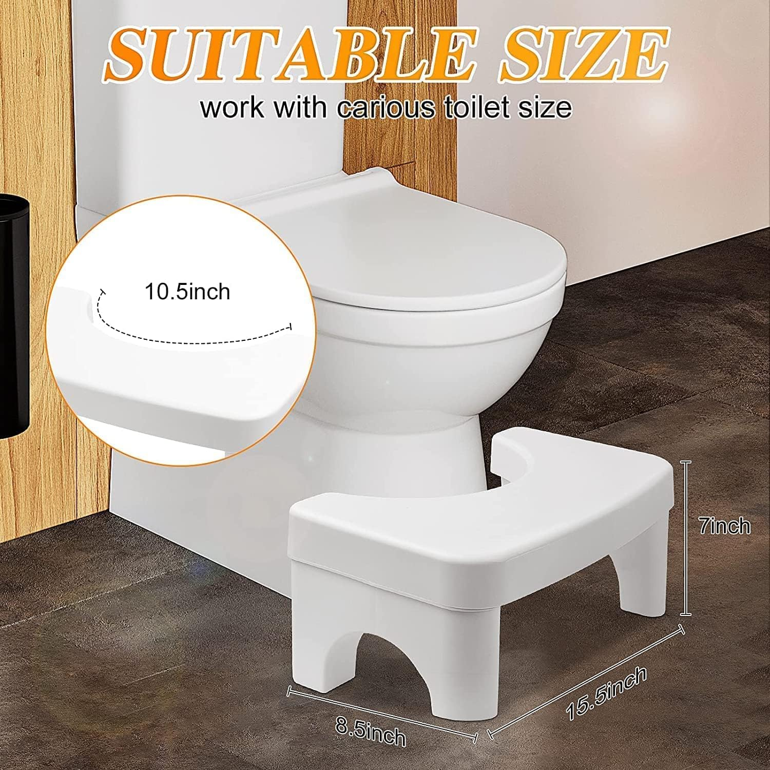 Toilet Stool,Detachable Potty Step Stool, Folding Squatting Poop 6.5'' Height Safe Healthier Simple Design White image number 5