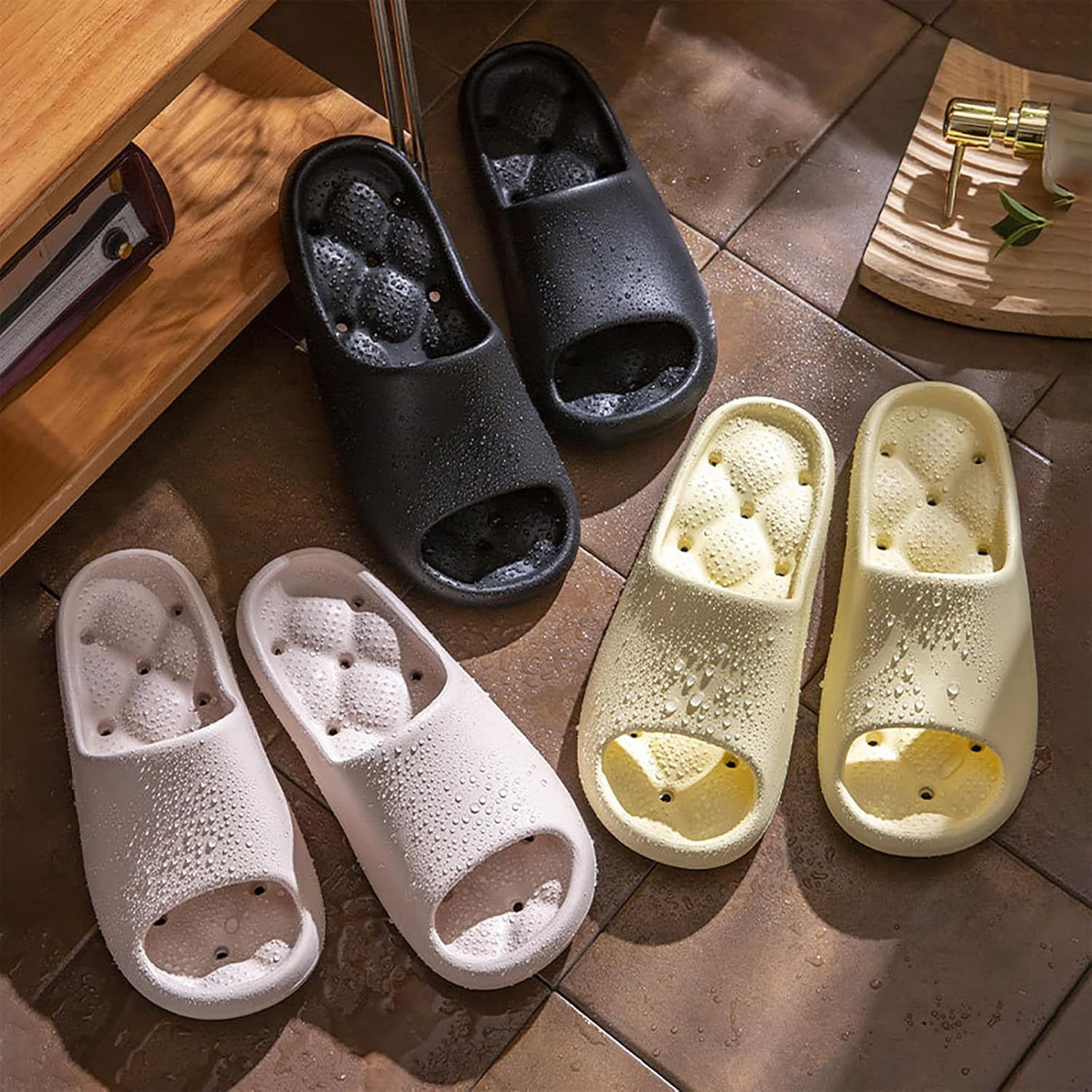 Women'S Indoor Bath Slippers Non-Slip Quick Dry - Men'S Hollow Drainage Slippers for Home Pool Outdoor