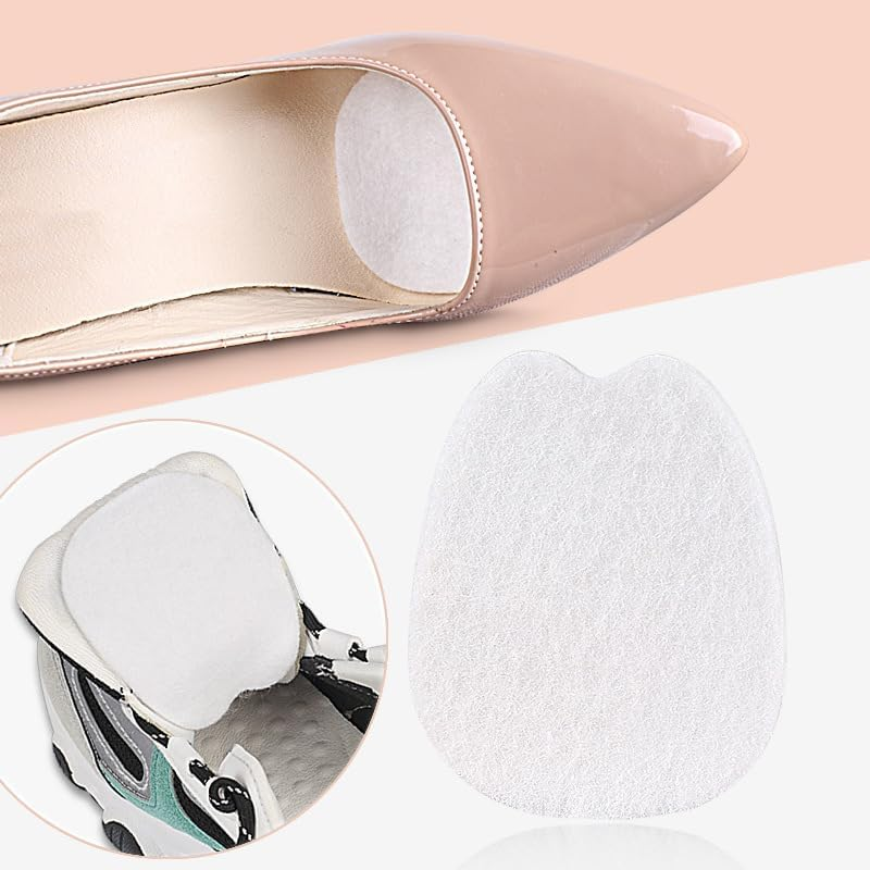 Premium Felt Tongue Pads Cushion for Shoes - Extra Soft Self-Adhesive Cushion, Non Slip Tongue Cushions Inserts for Loose Shoes, Prevent Rubbing & Blisters for Men and Women (Large, White)​​10 Pairs image number 4