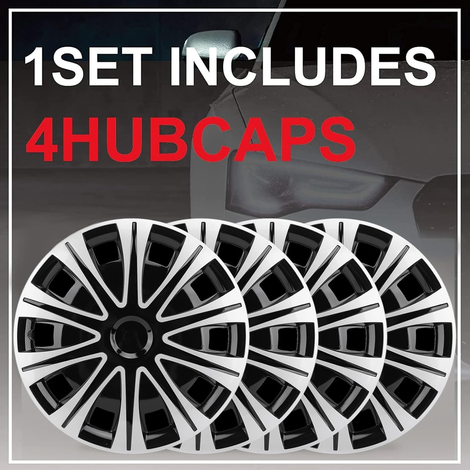 Hubcaps, Set of 4 17 Inch Wheel Hub Cap Full Snap on Universal Wheel Rim Covers for Transit Connect, Hubcap Wheel Cover Replacement Hub Caps Exterior Accessories image number 4