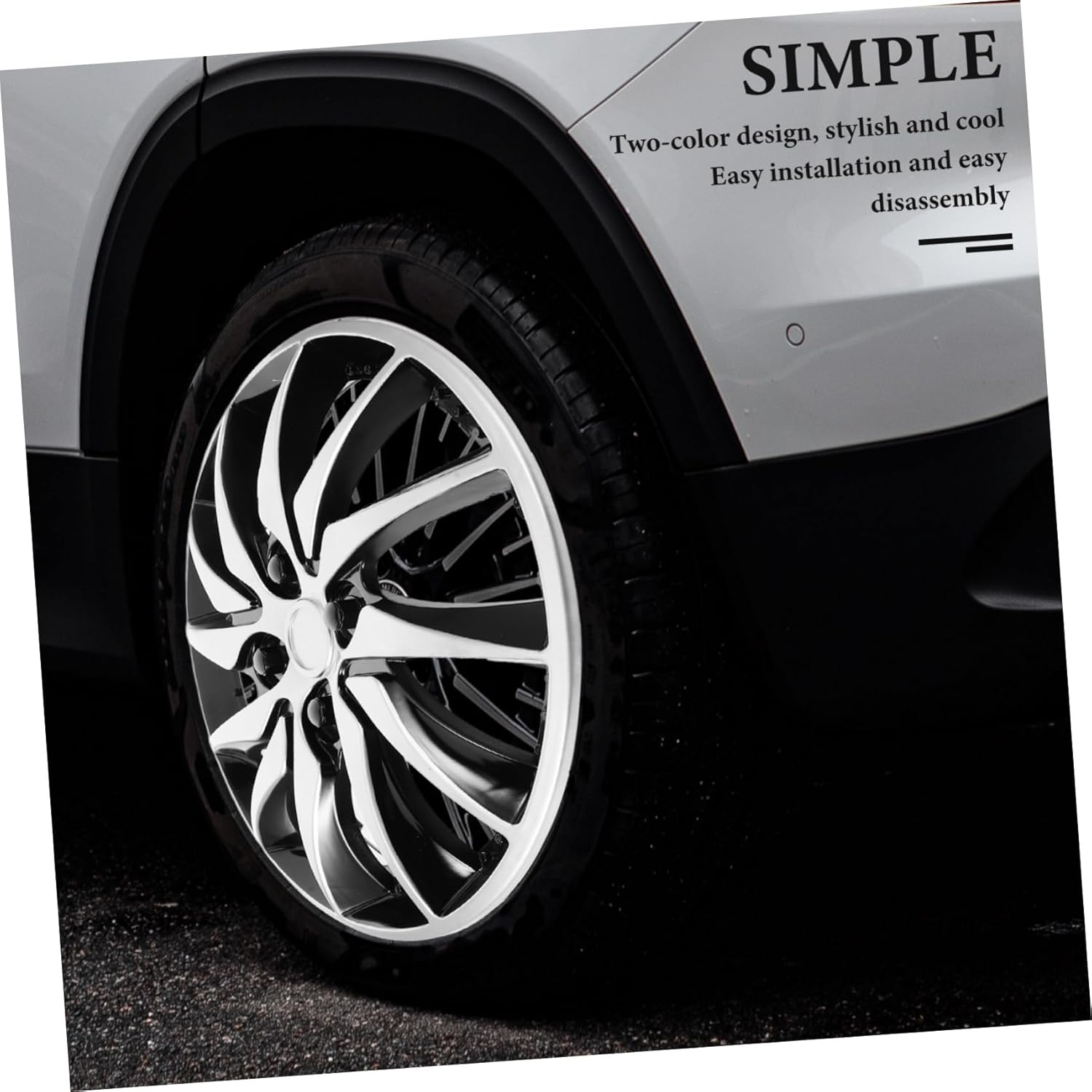 MUELODSIC Dual Color Automotive Hubcap Covers Wheel Covers for Car Easy Installation Removal Enhance Vehicle Look