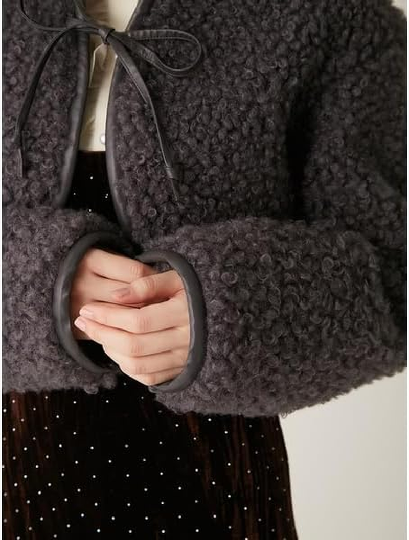 Lily Brown LWFC244136 Women'S Ribbon Boa Coat image number 3