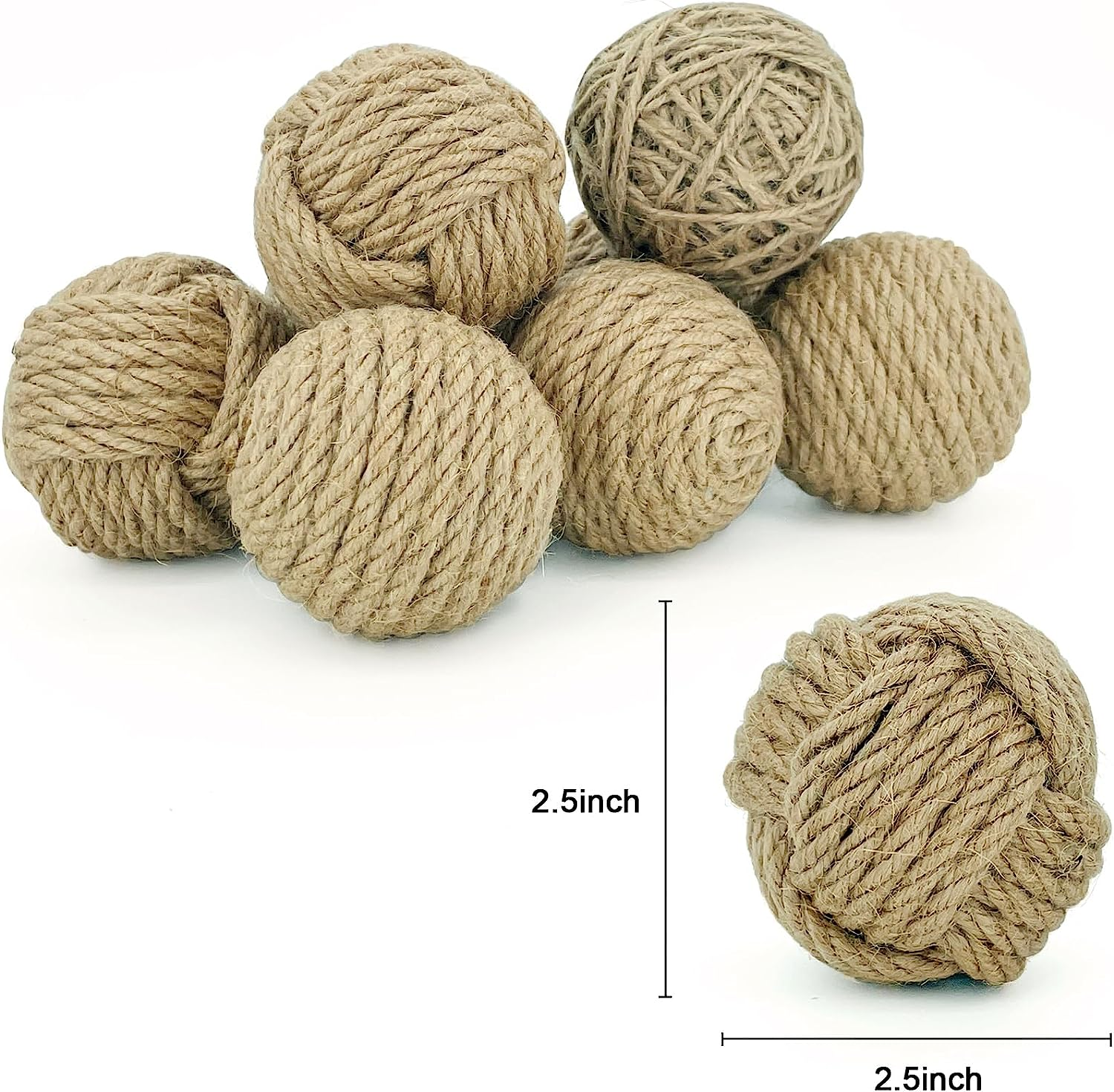 Decorative Balls for Centerpiece Bowls, Orbs Decorative Dough Bowl Fillers for Home Decor, Jute Rope Spheres Decorative Farmehouse, Vase Filler Balls 8 Pcs image number 1