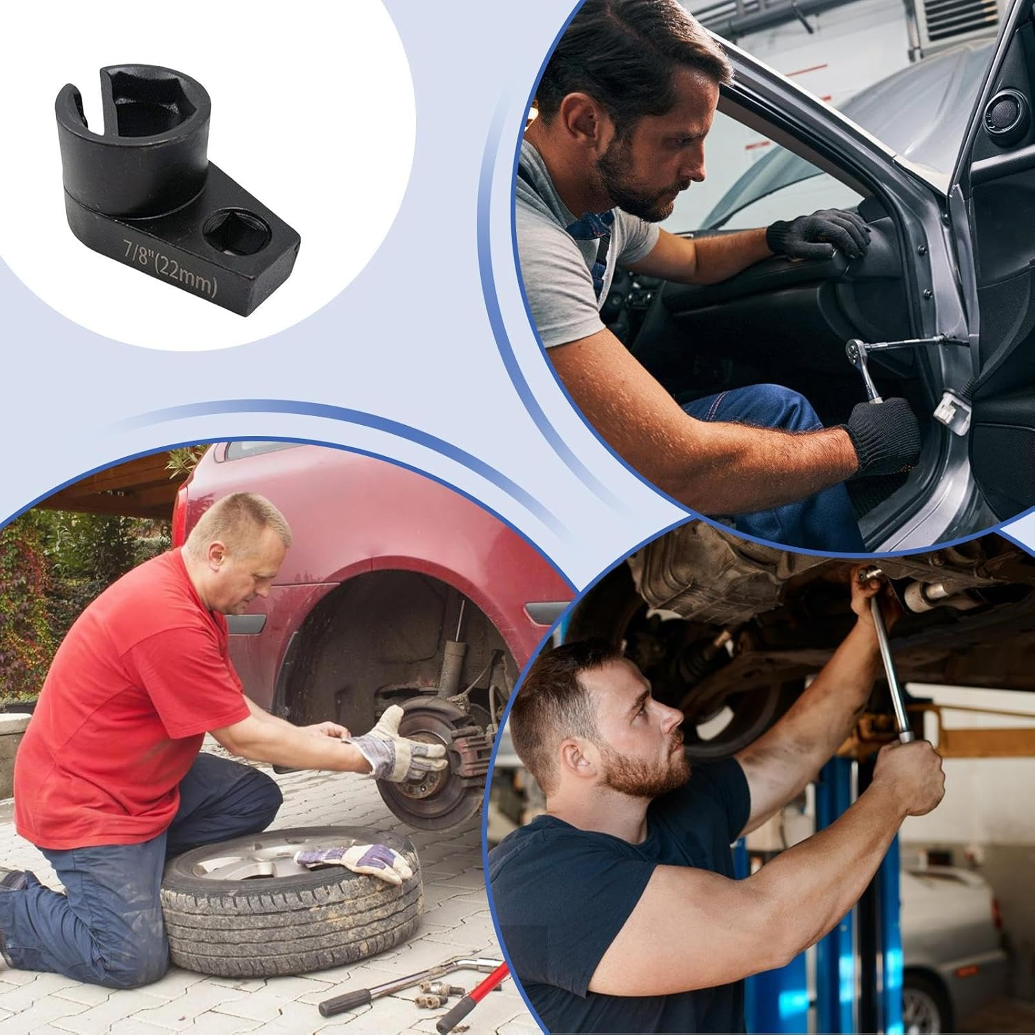 Oxygen Sensor Socket,Auto Oxygen Sensor Removal Tool | Non-Slip Maintenance Accessory for Mechanics, Engine, Car, Automotive - Square Mouth image number 6