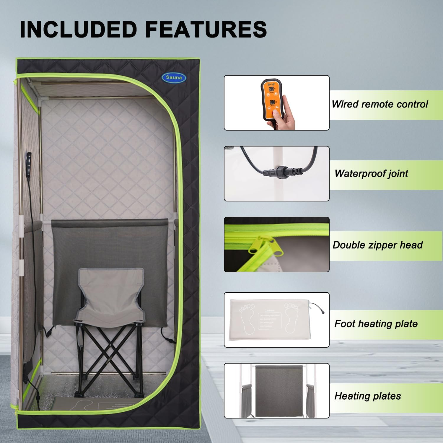 Infrared Sauna,Portable Infrared Sauna for Home Spa,With Heated Feet and Portable Chair with Timed and Adjustable Temperature Settings for Reduce Stress Fatigue Indoor Sauna image number 4