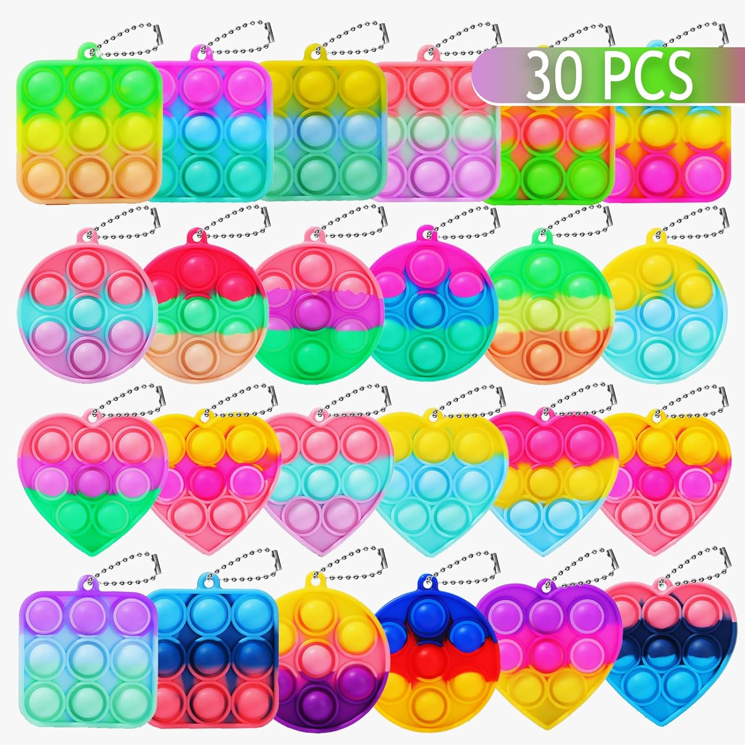 30PCS Bulk Fidget Toys, Party Favors for Kids, Birthday Party Toys, Small Classroom Prizes Box Fidgets Toys for Kids Toddlers Adult, Goodie Bag Stuffers, Treasure Chest, Bubbles Poppers,Relieve Stress image number 4