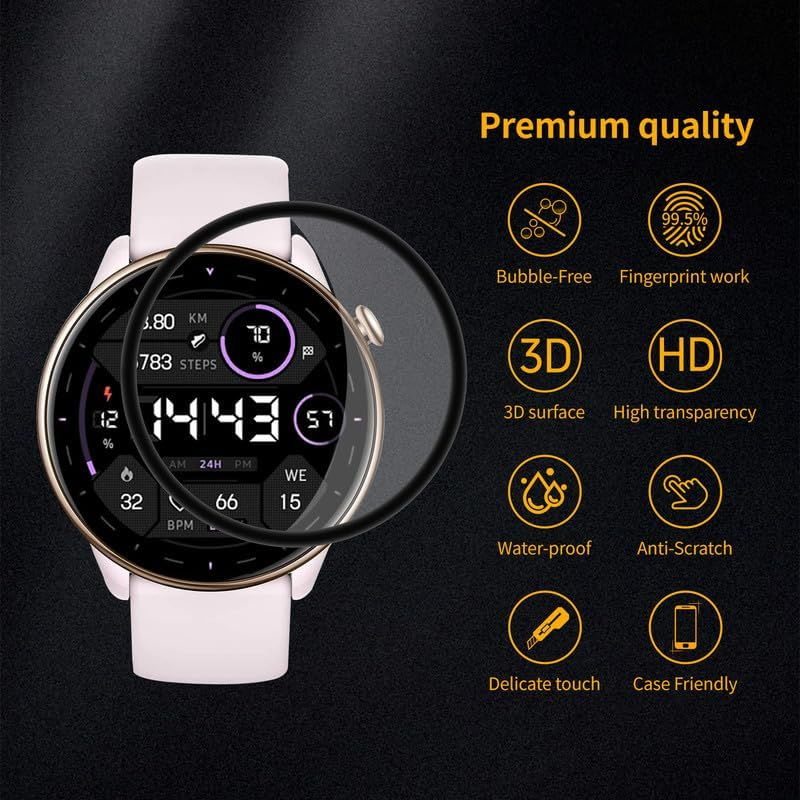 Pack of 2 Premium Tempered Glass Screen Protector for Amazfit GTR Mini HD Clear Protective Glass for Amazfit GTR Mini Tempered Glass Screen Protector image number 1