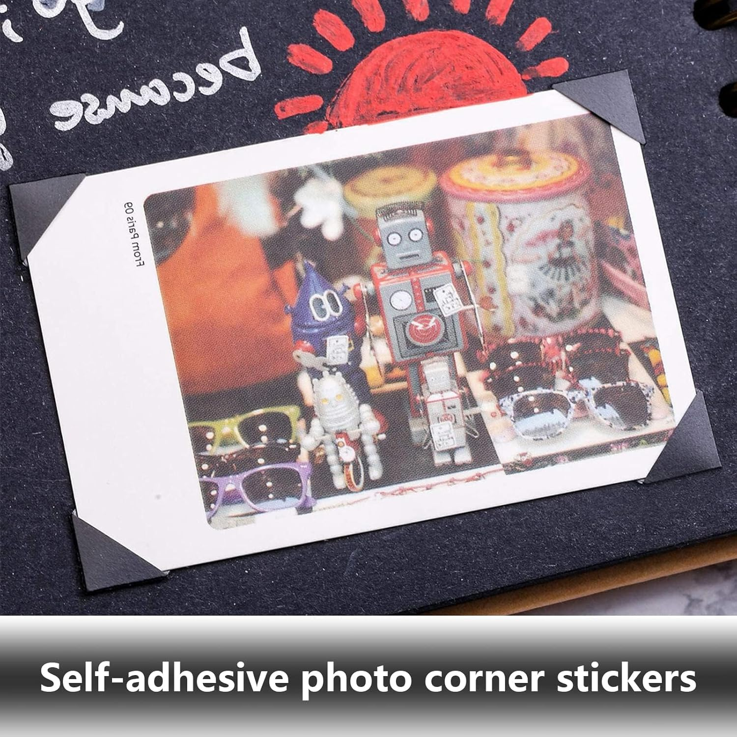 Photo Corners Sticker, 20 Sheets Self-Adhesive Photo Corners, 2040 Pcs Scrapbooking Supplies for Memory Books Picture Album (Black) image number 2