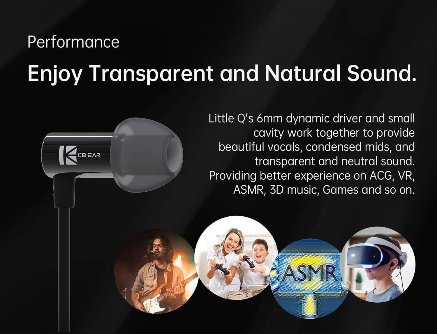 Keephifi Sleep Earbuds-Kbear Little Q In-Ear Earphone, Stereo Wired in Ear Headphones with 6Mm Composite DD, Powerful Resolution Noise Isolating Headsets with Microphone (Silver with Mic) image number 3