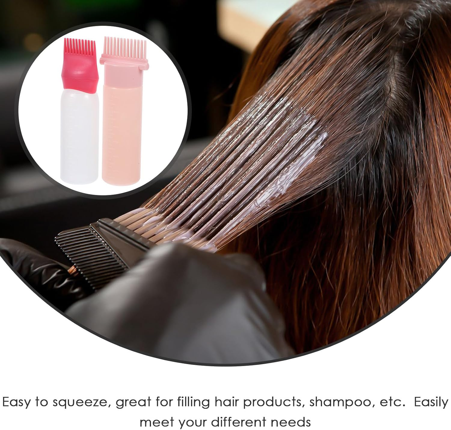 Iplusmile Hair Oil Dispenser Bottles 2Pcs Root Comb Applicator, Smooth Plastic Bottles for Hair Care and Massage