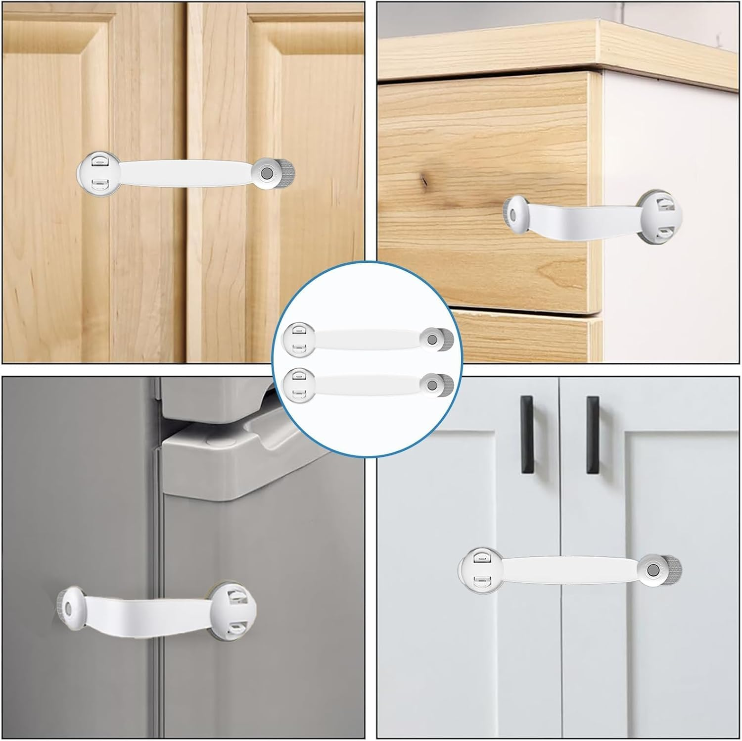 Child Proof Cupboard Locks, 2PCS Baby Proofing Latches for Cabinets and Drawers, No Tools Needed for Installation, Fridge Lock for Kitchen, Bathroom, Living Room and Office, 23.5 * 4.9Cm, Grey image number 6