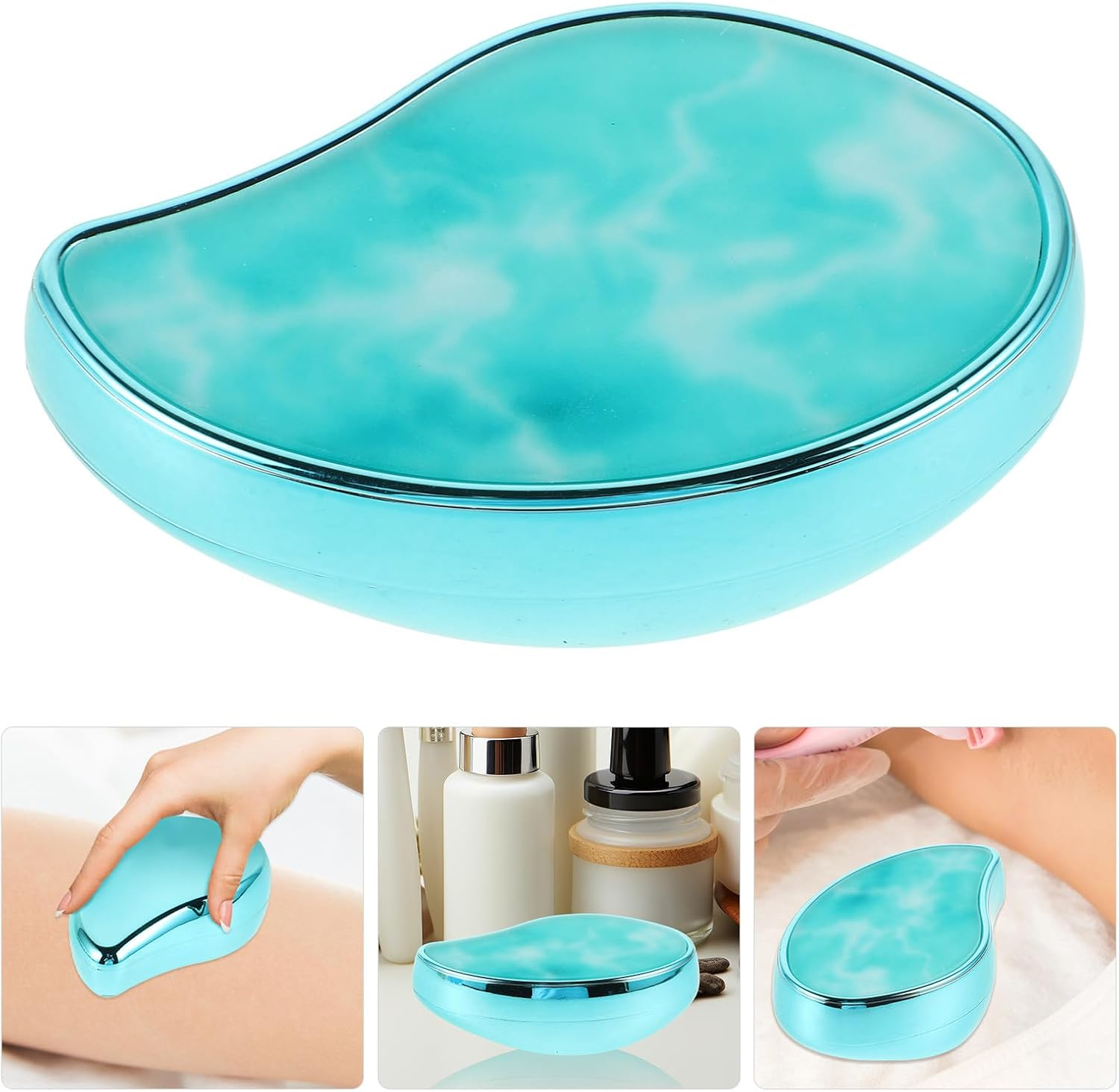 Baluue Women&rsquo;S Hair Remover and Foot File Exfoliation Tool with Nano Glass, Gentle Skin Scraper for Heel Care, Marble Pattern Handheld Hair Removal Device for Home Use, Light Blue image number 2