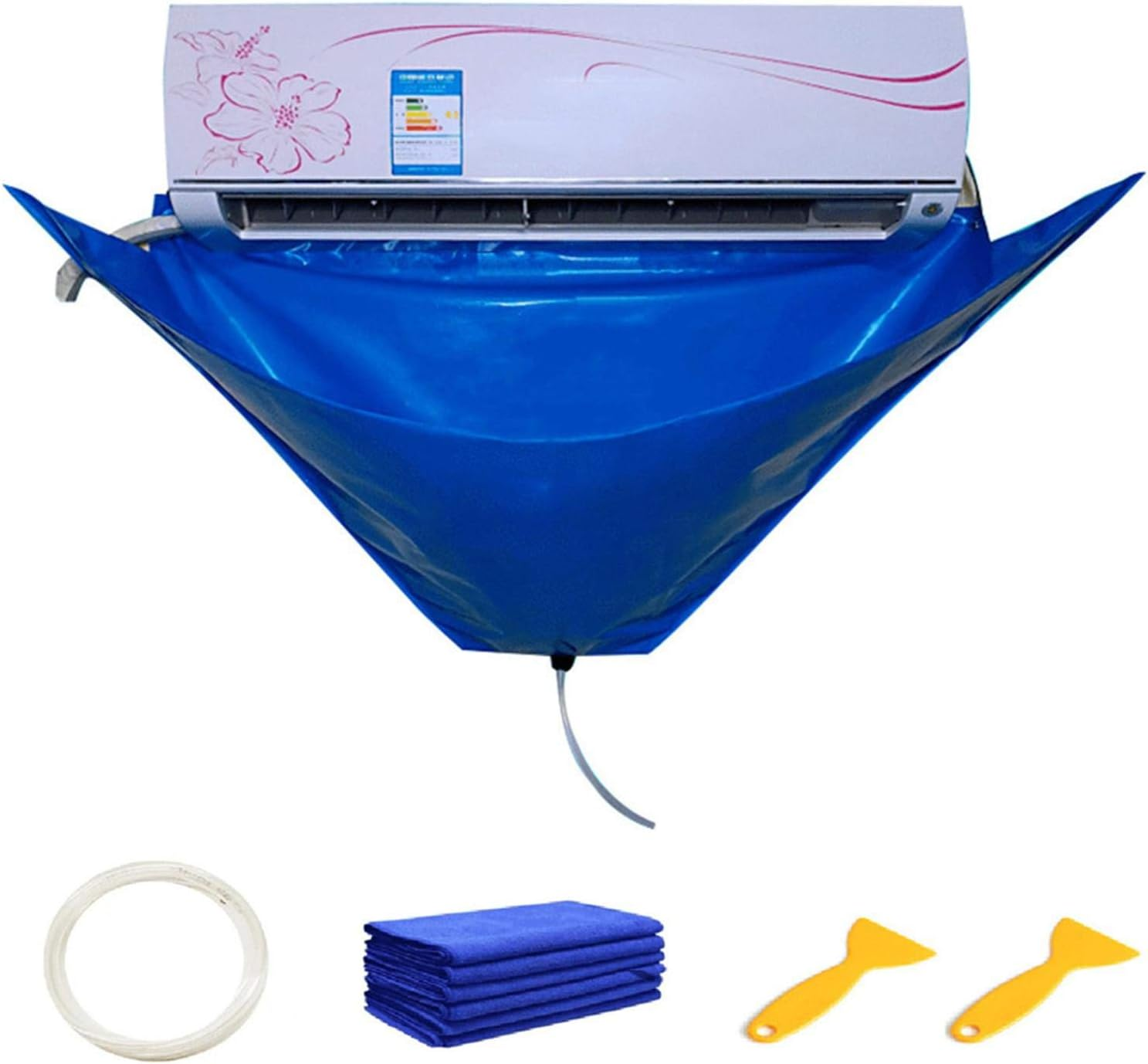 AC Cleaner Air Conditioning Cover - Waterproof Dust Washing Air Conditioner Cleaning Kit | Double-Sided Clean Set with Washing Bag and Water Pipe Kuitgh image number 3